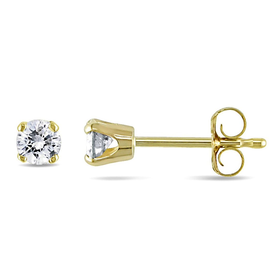 1/4 Carat (ctw I-J I2-I3) Diamond Solitaire Stud Earrings in 14K Yellow Gold Image 1