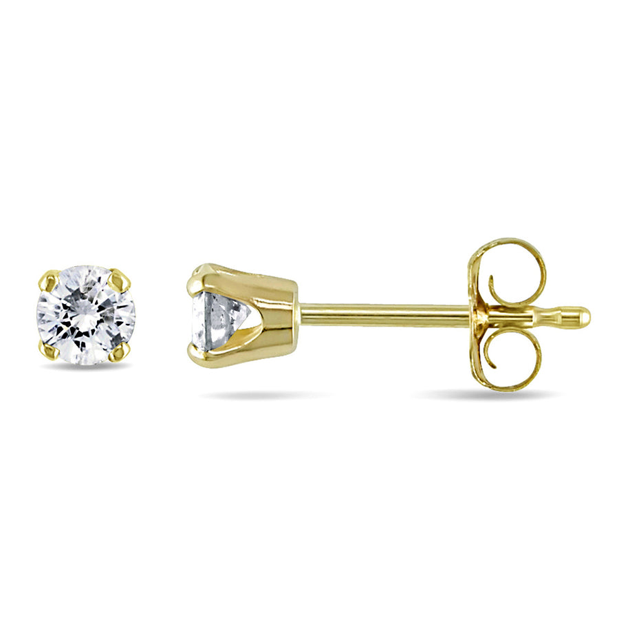 1/4 Carat (ctw I-JI2-I3) Diamond Solitaire Stud Earrings in 14K Yellow Gold Image 1