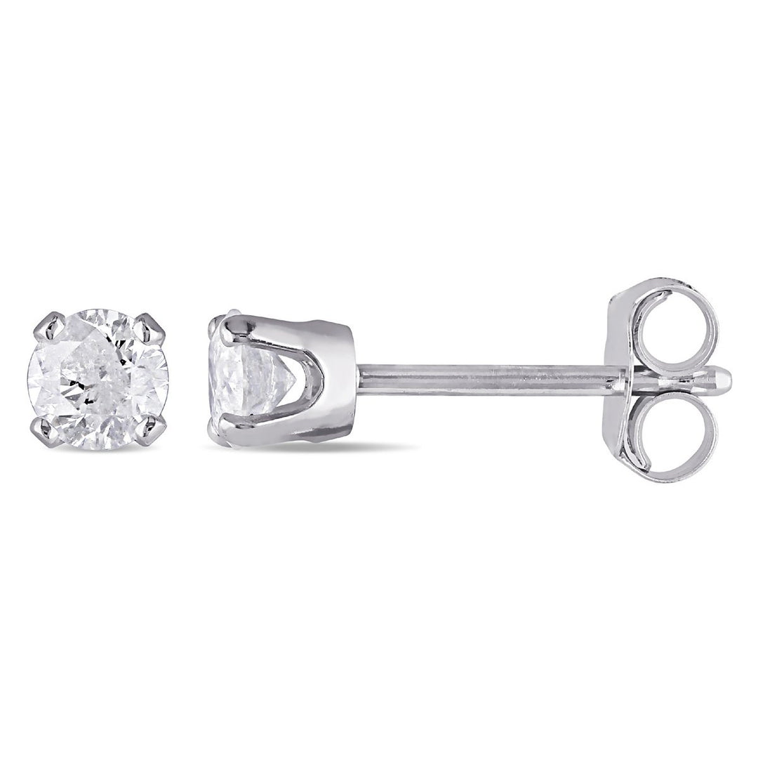 1/3 Carat (ctw Color I-J Clarity I2-I3) Diamond Solitaire Stud Earrings in 14K White Gold Image 1