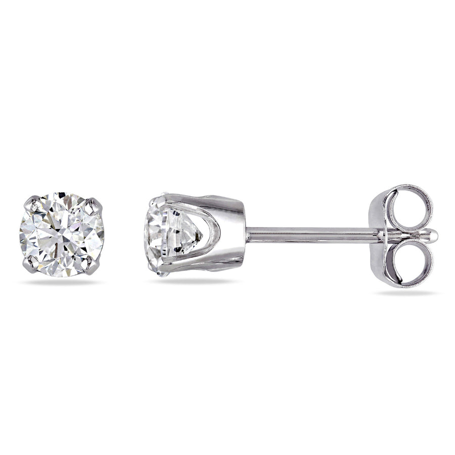 1/2 Carat (ctw I2-I3I-J) Diamond Solitaire Stud Earrings in 14K White Gold Image 1