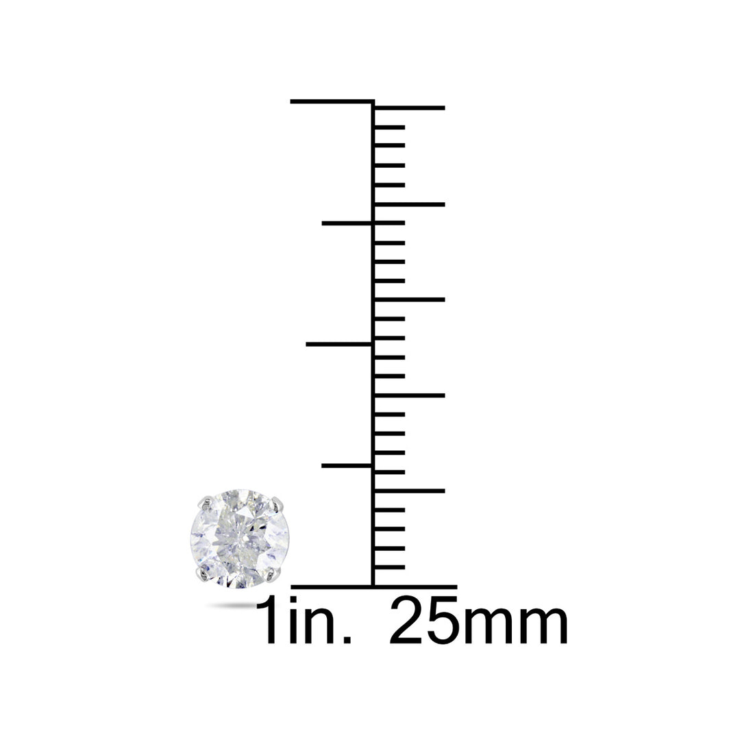 1.00 Carat (I2-I3 I-J) Diamond Solitaire Stud Earrings in 14K White Gold Image 3