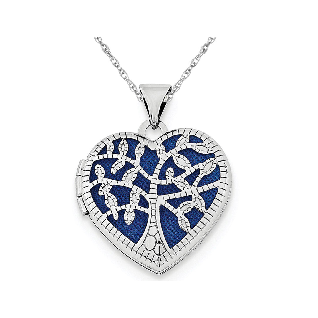 Filigree Tree Heart Locket in Sterling Silver with Chain Image 1