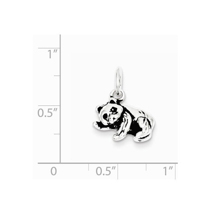 Small Antiqued Panda Bear Charm Pendant Necklace in Sterling Silver Image 2