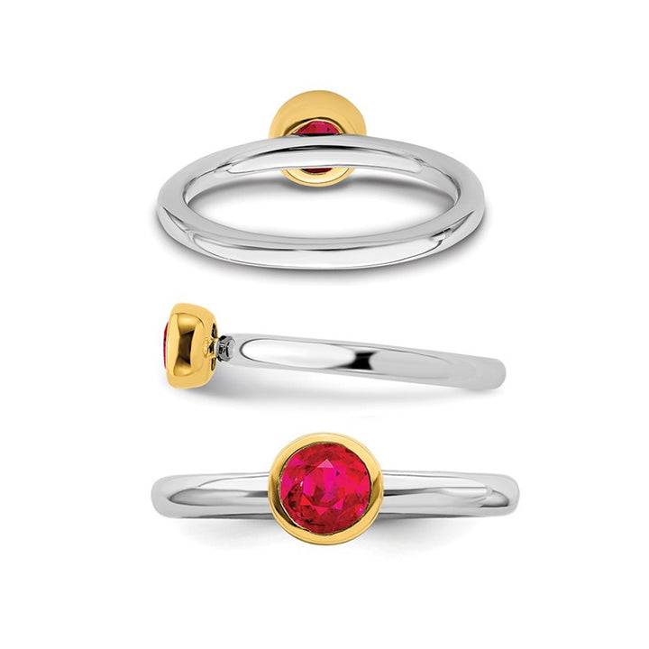 1/2 Carat (ctw) Lab-Created Ruby Ring in Sterling Silver With Gold Plating Image 3