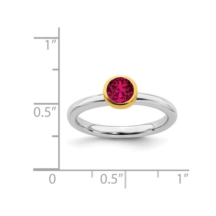 1/2 Carat (ctw) Lab-Created Ruby Ring in Sterling Silver With Gold Plating Image 4