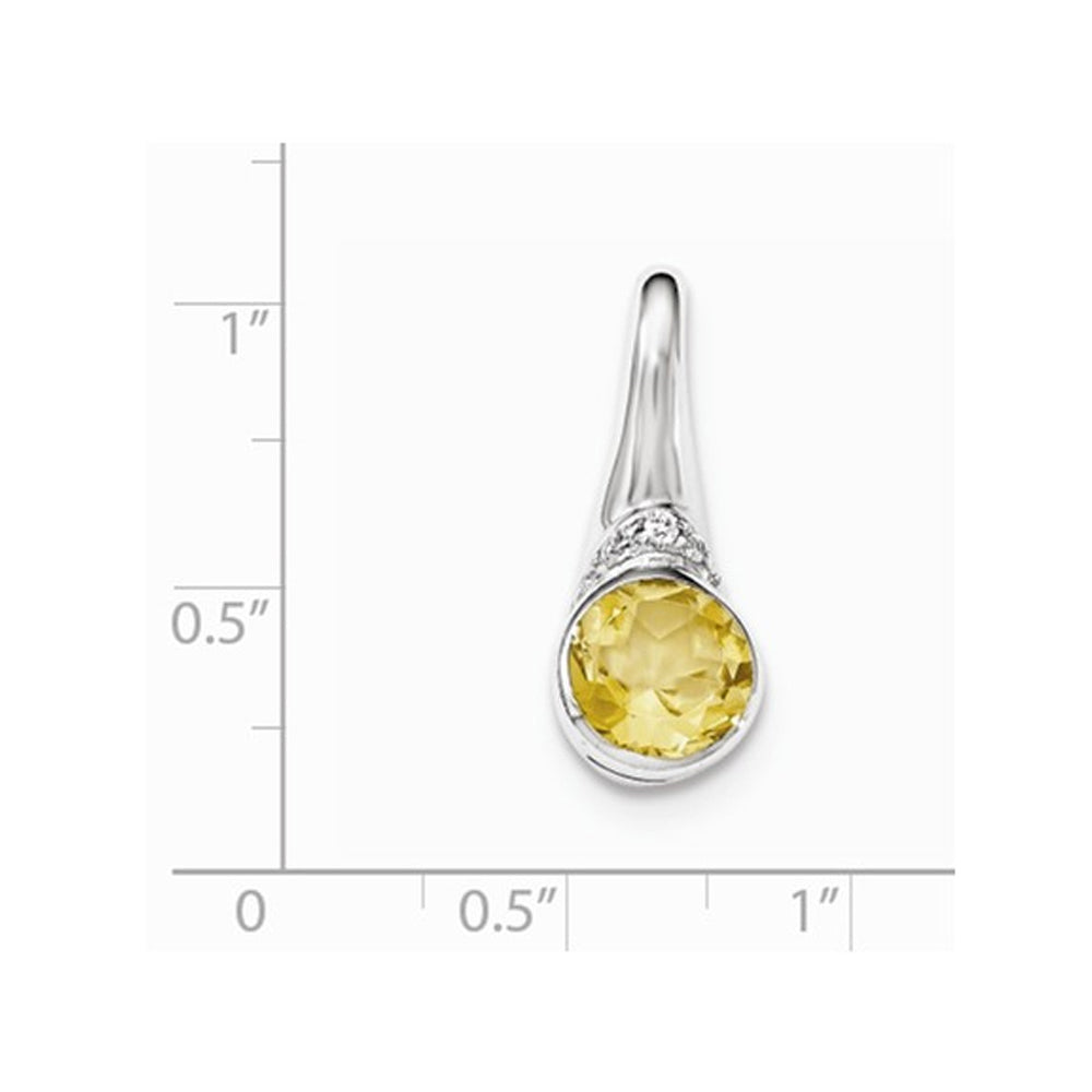 Sterling Silver Citrine Drop Pendant Necklace with Synthetic Cubic Zirconia (CZ) Image 2
