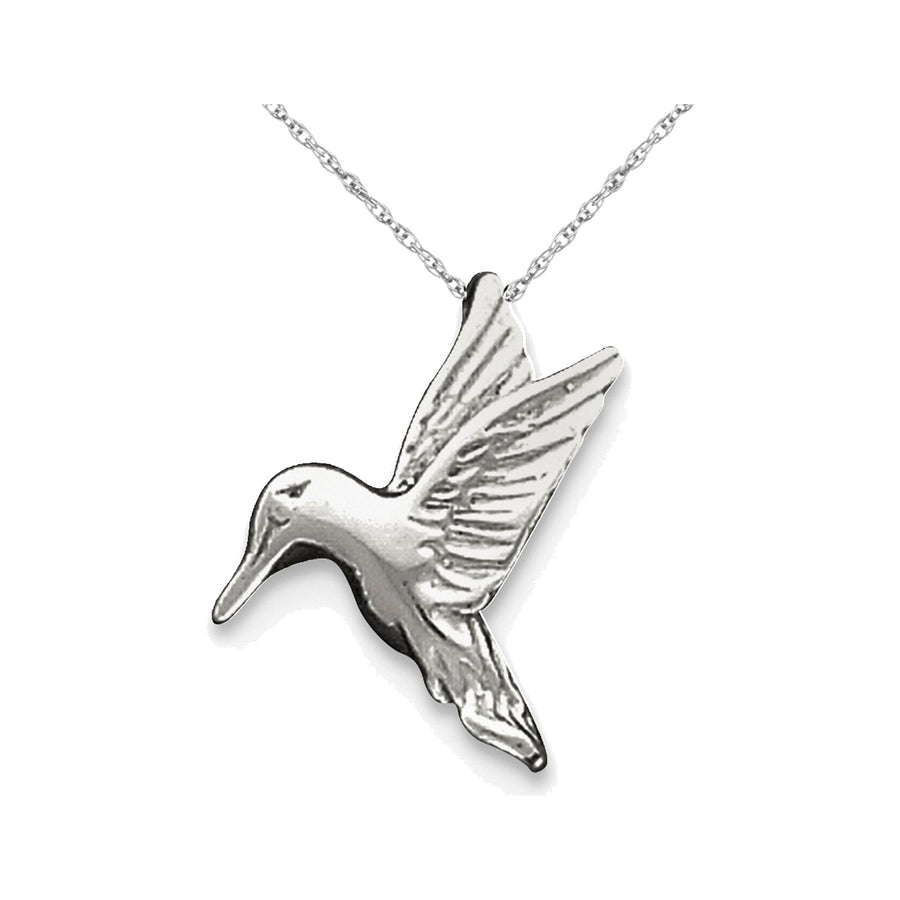 Hummingbird Charm Pendant Necklace in Sterling Silver Image 1