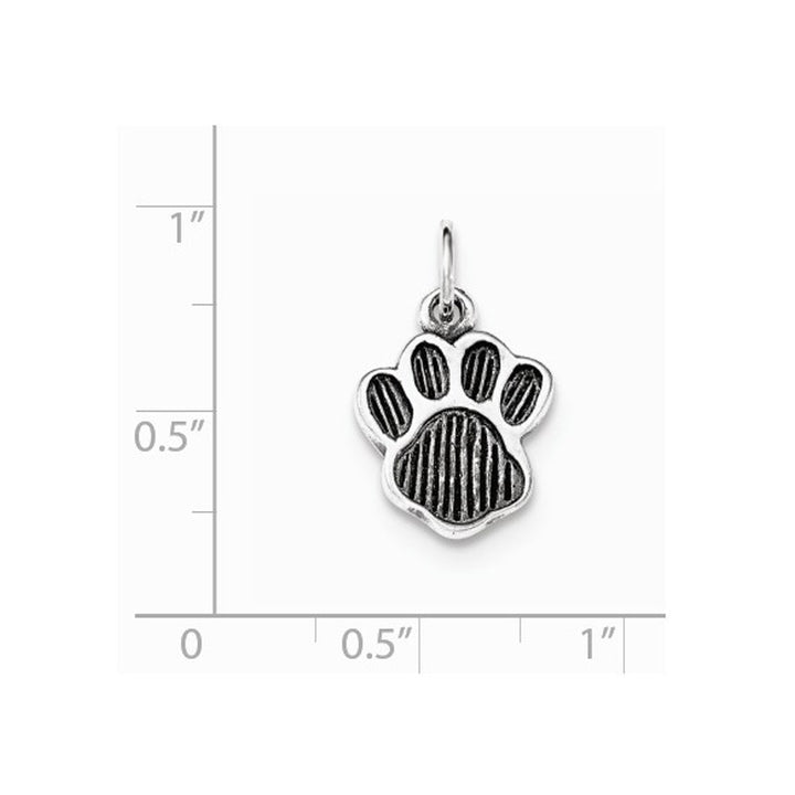 Antiqued Paw Pendant Charm Necklace in Sterling Silver Polished Image 2