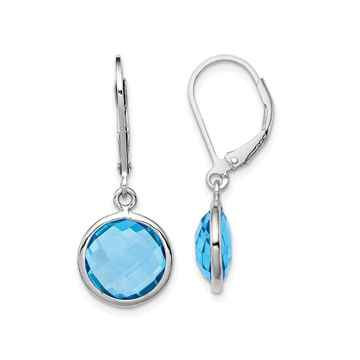 8.15 Carat (ctw) Swiss-Blue Topaz Leverback Dangle Earrings in Sterling Silver Image 1