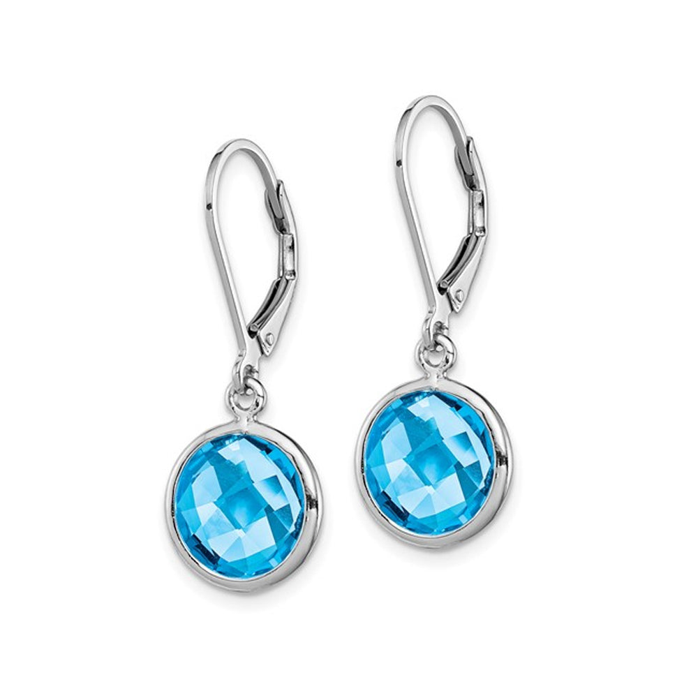 8.15 Carat (ctw) Swiss-Blue Topaz Leverback Dangle Earrings in Sterling Silver Image 2