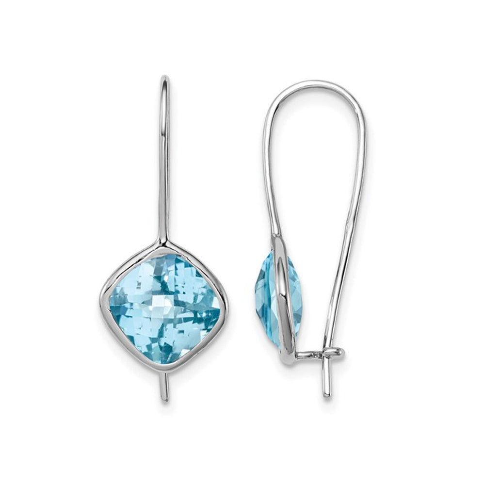 6.00 Carat (ctw) Swiss Blue Topaz Dangle Earrings in Sterling Silver Image 1