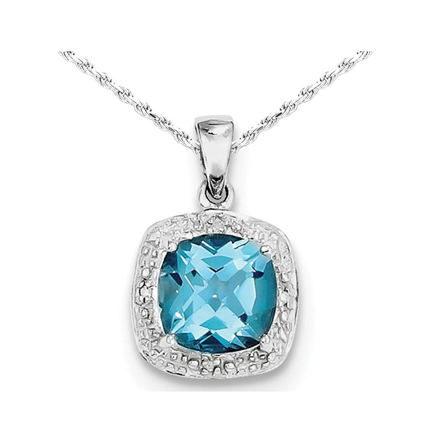 2.40 Carat (ctw) Swiss-Blue Topaz Pendant Necklace in Sterling Silver with Chain Image 1