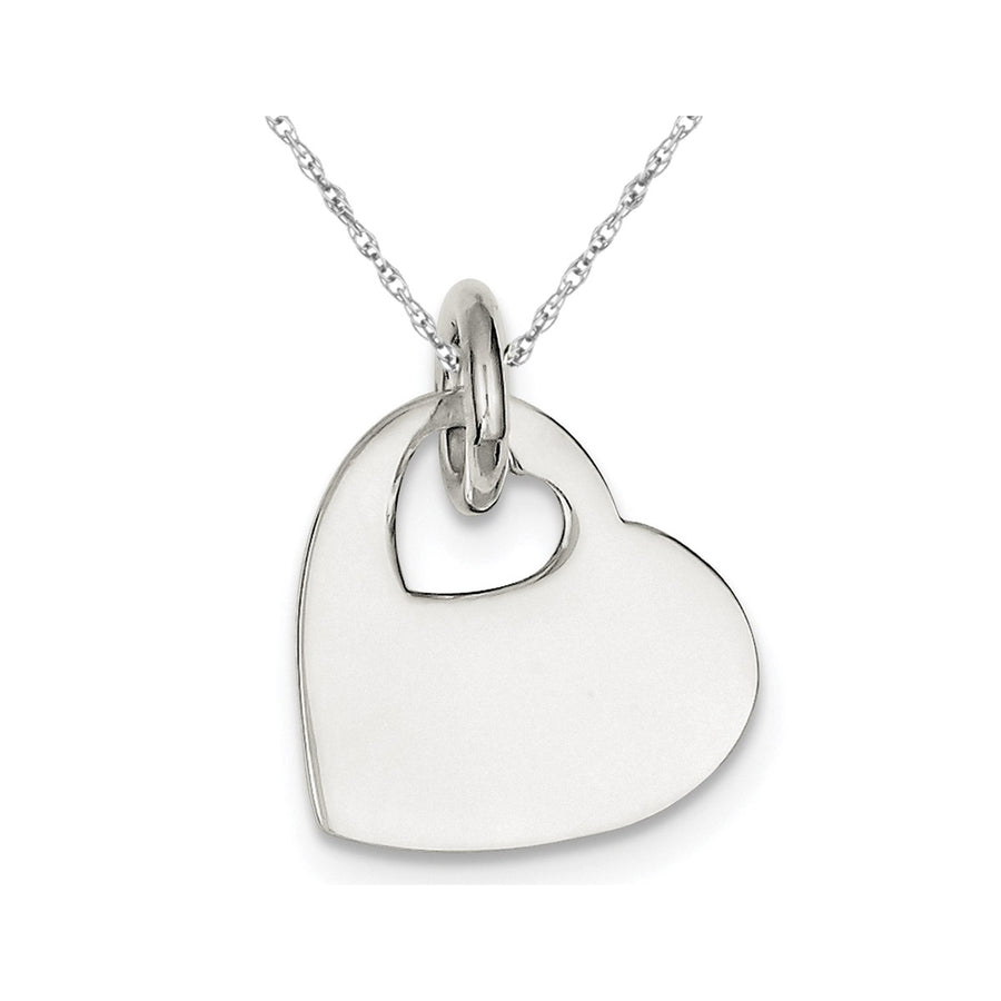 Heart with Cut Out Charm Pendant Necklace in Sterling Silver with Chain Image 1