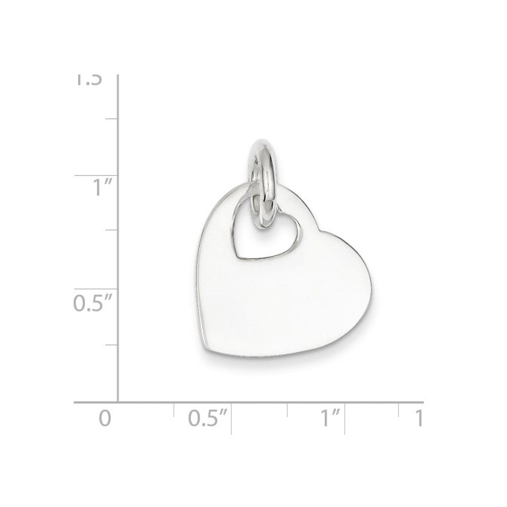 Heart with Cut Out Charm Pendant Necklace in Sterling Silver with Chain Image 2