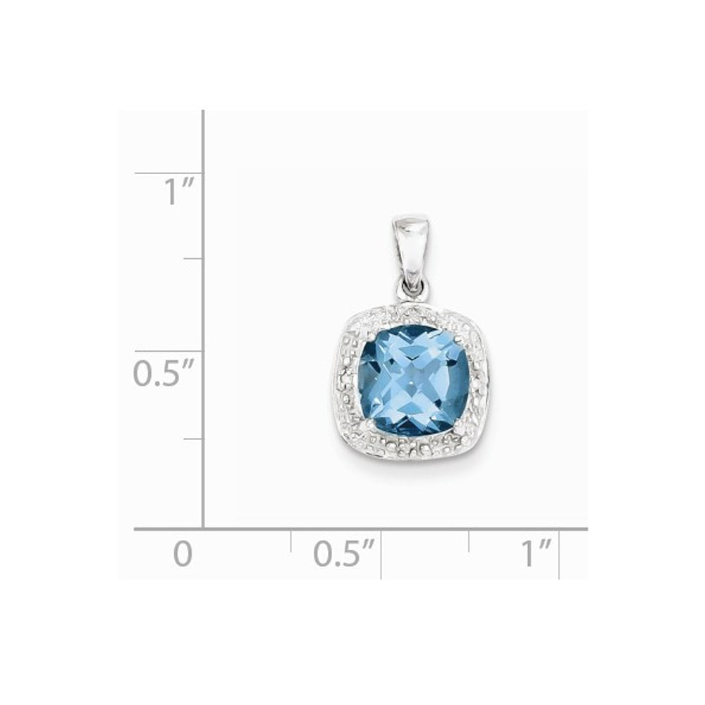 2.40 Carat (ctw) Swiss-Blue Topaz Pendant Necklace in Sterling Silver with Chain Image 2