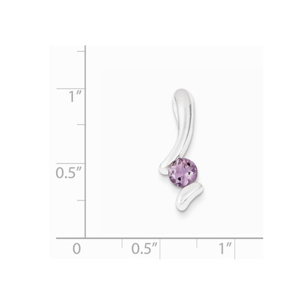 Solitaire Purple Amethyst Gemstone Drop Pendant Necklace in Sterling Silver Image 2
