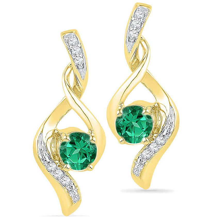 1/4 Carat (ctw) Lab-Created Emerald Infinity Earrings in 10K Yellow Gold Image 1