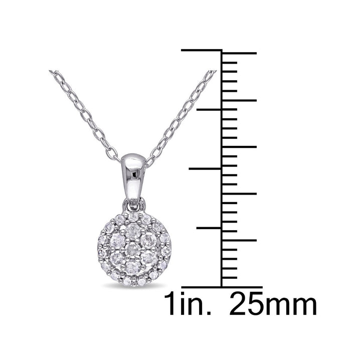 1/4 Carat (ctw I-J I2-I3) Diamond Cluster Halo Pendant Necklace with Chain Image 3