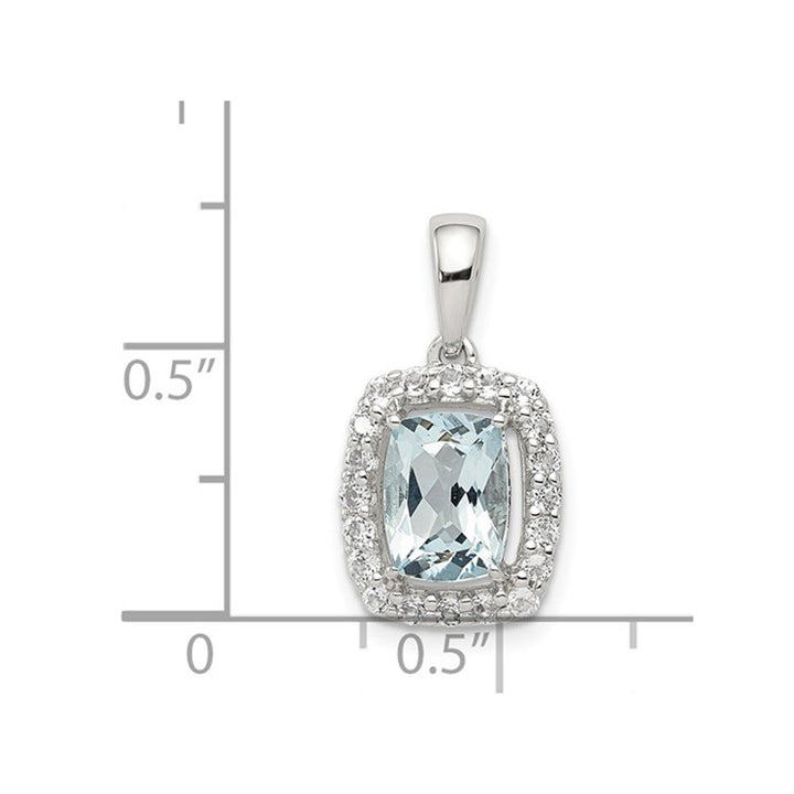 Sterling Silver 1.70 Carat (ctw) Aquamarine and White Topaz Pendant Necklace with Chain Image 2