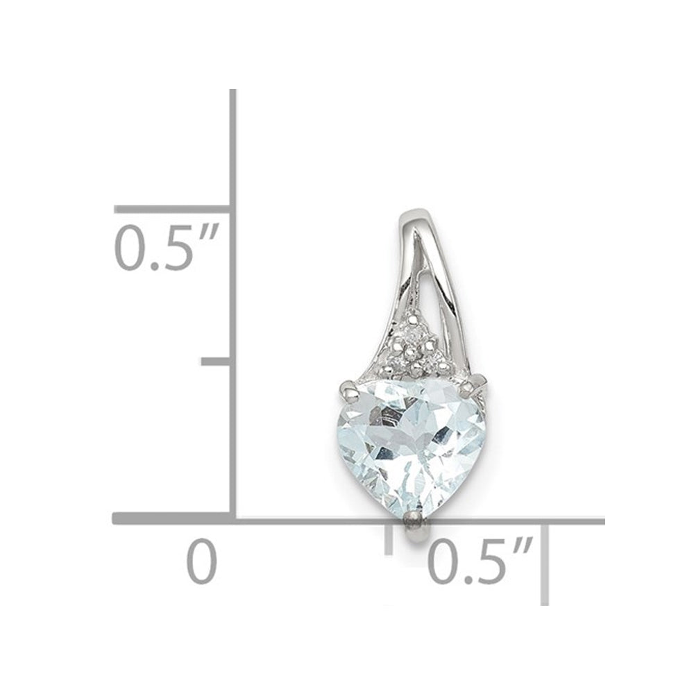 1/2 Carat (ctw) Aquamarine Heart Pendant Necklace in Sterling Silver with Chain Image 2