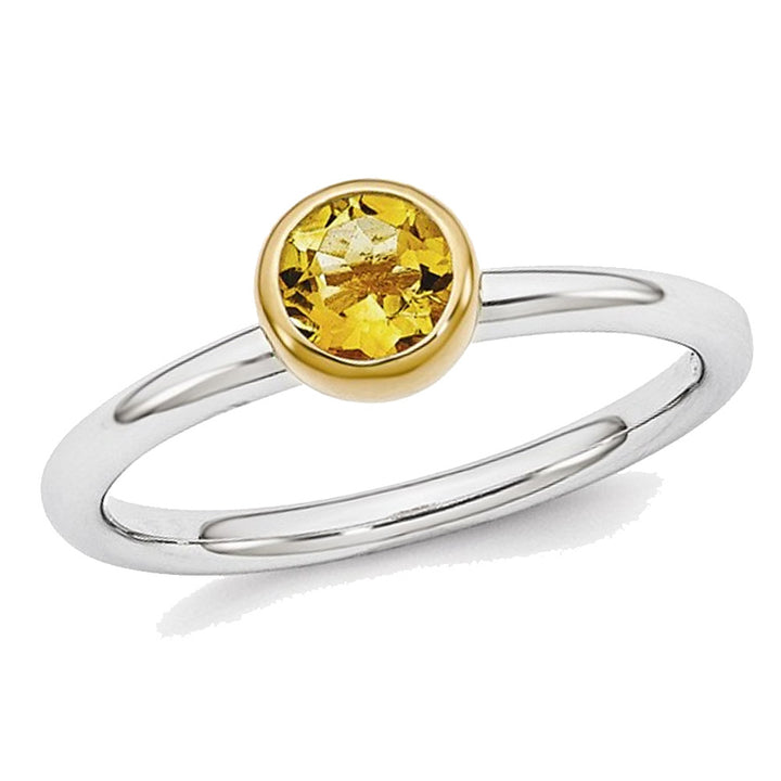 2/5 Carat (ctw) Citrine Ring in Sterling Silver with Gold Accent Image 1