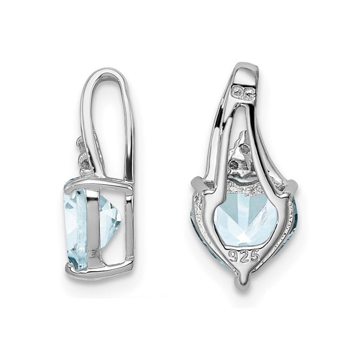 1/2 Carat (ctw) Aquamarine Heart Pendant Necklace in Sterling Silver with Chain Image 3