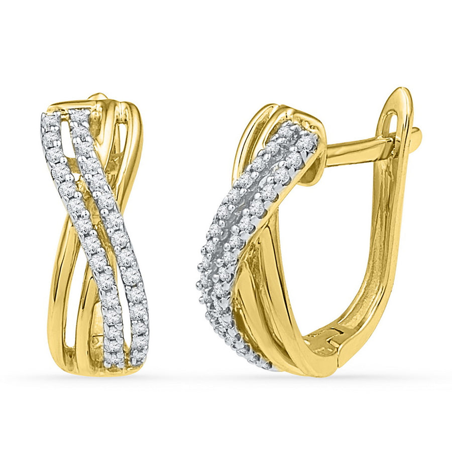 1/5 Carat (ctw J-K I2-I3) Diamond Huggy Hoop Earrings in 10K Yellow Gold Image 1