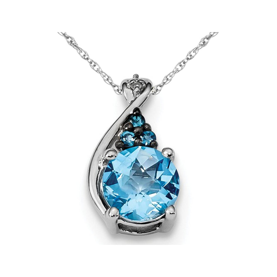 1.60 Carat (ctw) Natural Blue Topaz Dangle Drop Pendant Necklace in Sterling Silver with Chain Image 1