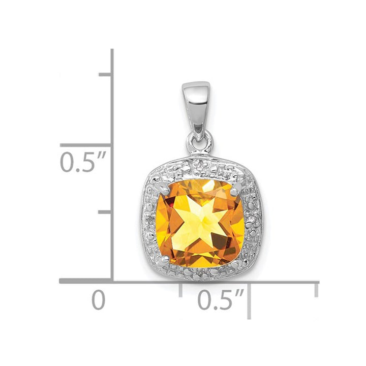 1.80 Carat (ctw) Citrine Drop Halo Pendant Necklace in Sterling Silver with Chain Image 2