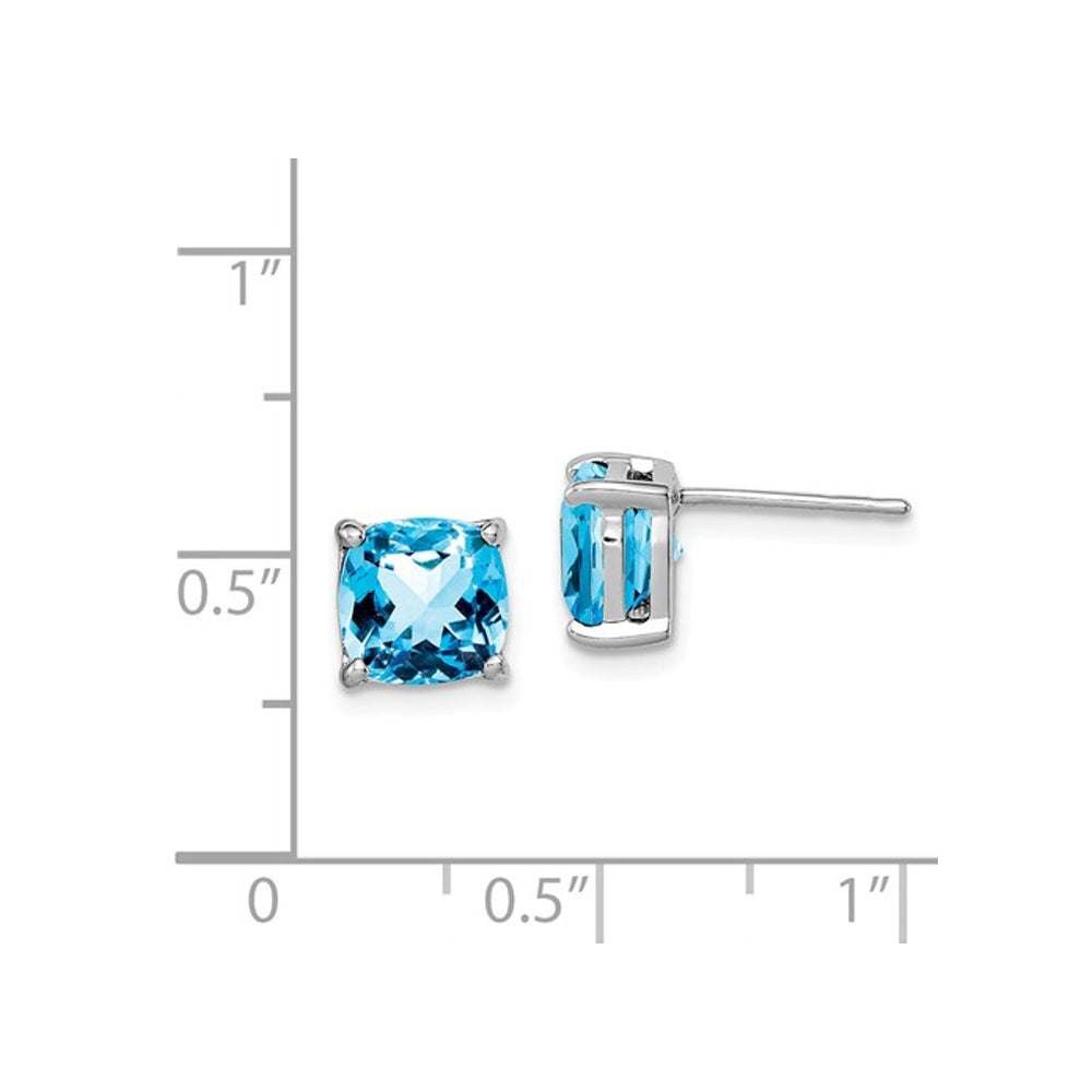 3.80 Carat (ctw) Natural Cushion Cut London Blue Topaz Stud Earrings in Sterling Silver Image 2