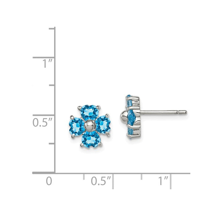 1.00 Carat (ctw) Blue Topaz Flower Stud Earrings in Sterling Silver Image 3