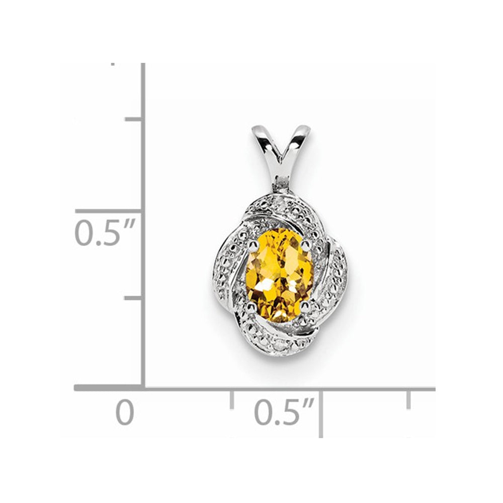 4/5 Carat (ctw) Citrine Drop Halo Pendant Necklace in Sterling Silver with Chain Image 2