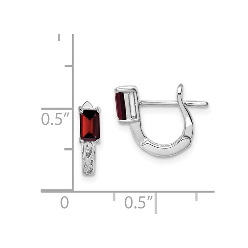 1/2 Carat (ctw) Garnet Hinged Hoop Earrings in Sterling Silver Image 2