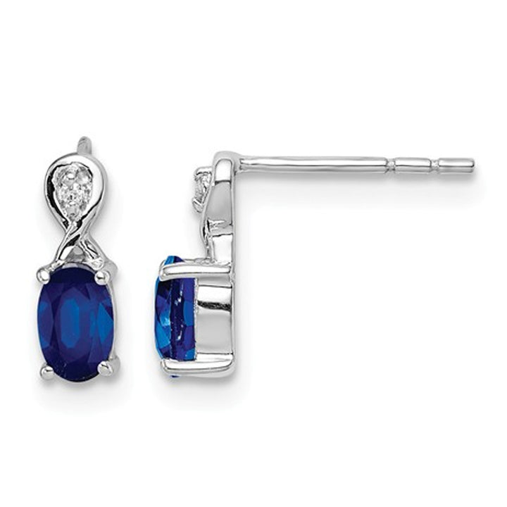 2/5 Carat (ctw) Blue Sapphire Post Earrings in Sterling Silver Image 1