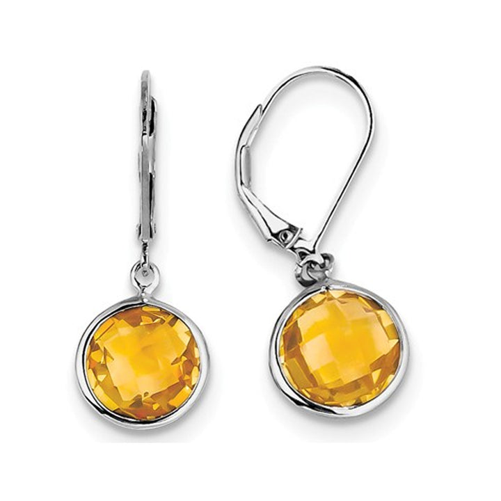 6.00 Carat Yellow Natural Citrine Dangle Drop Leverback Earrings in Sterling Silver Image 1