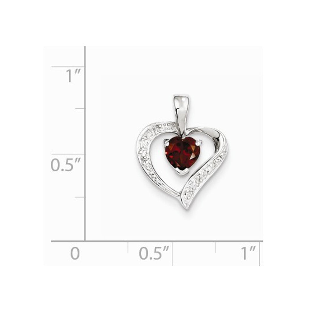 Red Garnet 1/2 Carat (ctw) Heart Pendant Necklace in Sterling Silver and Chain Image 2