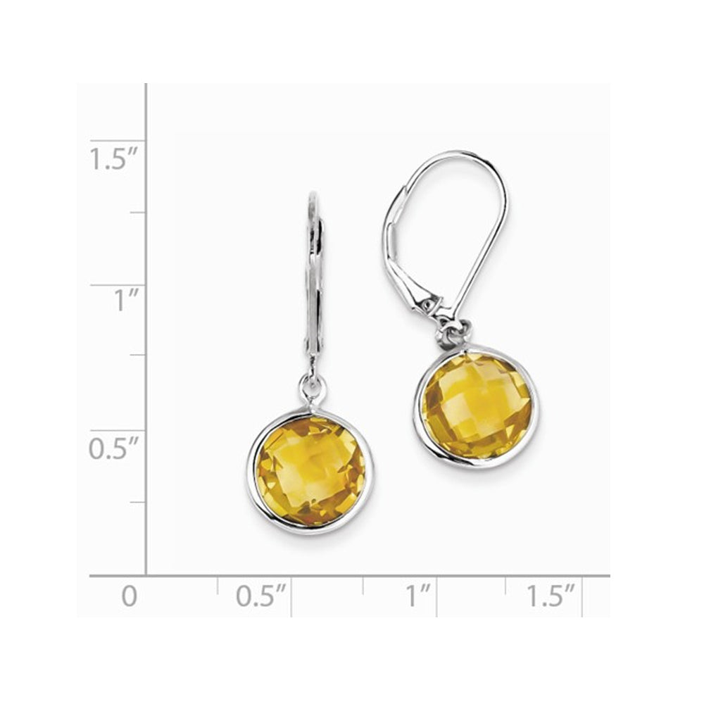 6.00 Carat Yellow Natural Citrine Dangle Drop Leverback Earrings in Sterling Silver Image 2