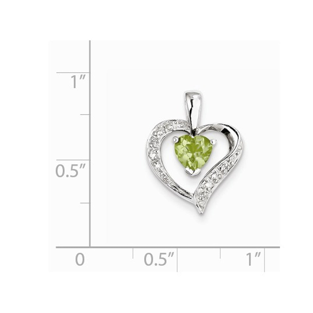 1/2 Carat (ctw) Natural Peridot Heart Pendant Necklace in Sterling Silver with Chain Image 2