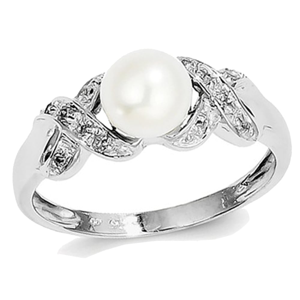 Sterling Silver Freshwater Cultured White Pearl Ring Image 1