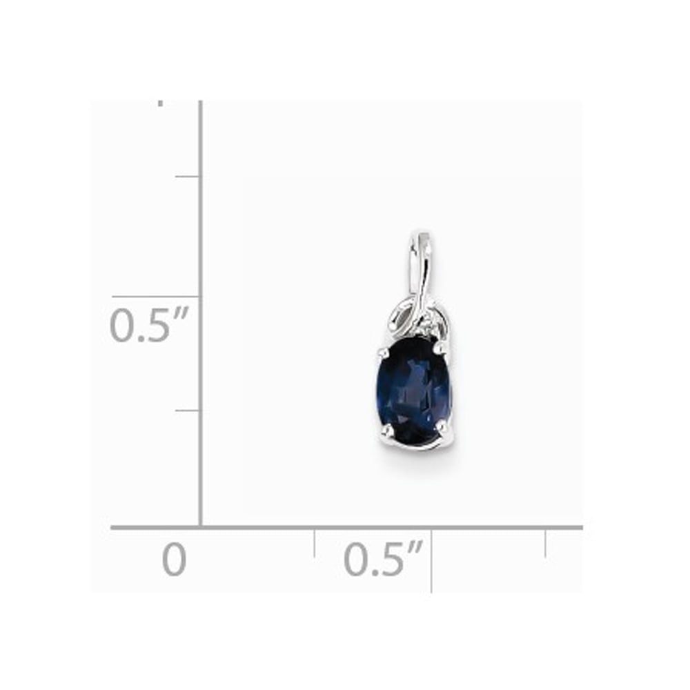 2/3 Carat (ctw) Natural Blue Sapphire Drop Pendant Necklace in Sterling Silver with Chain Image 2