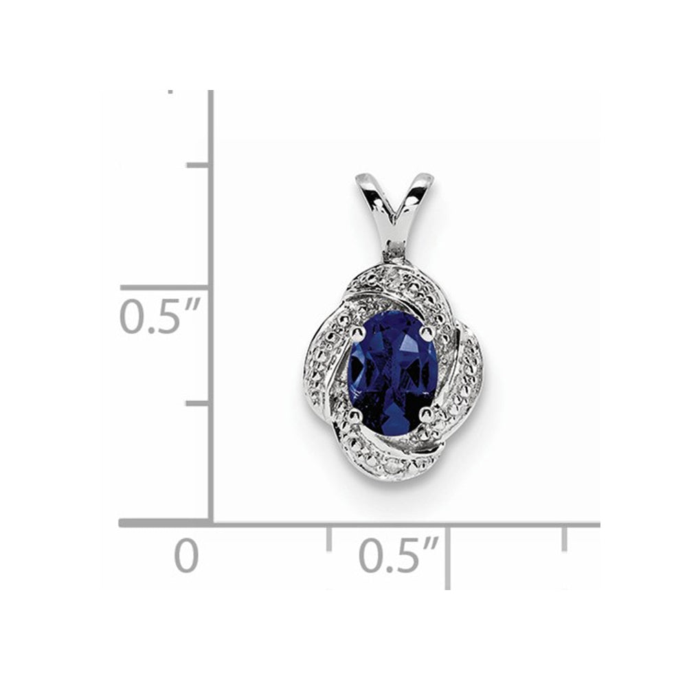 Lab-Created Blue Sapphire Drop Pendant Necklace in Sterling Silver with Chain Image 2