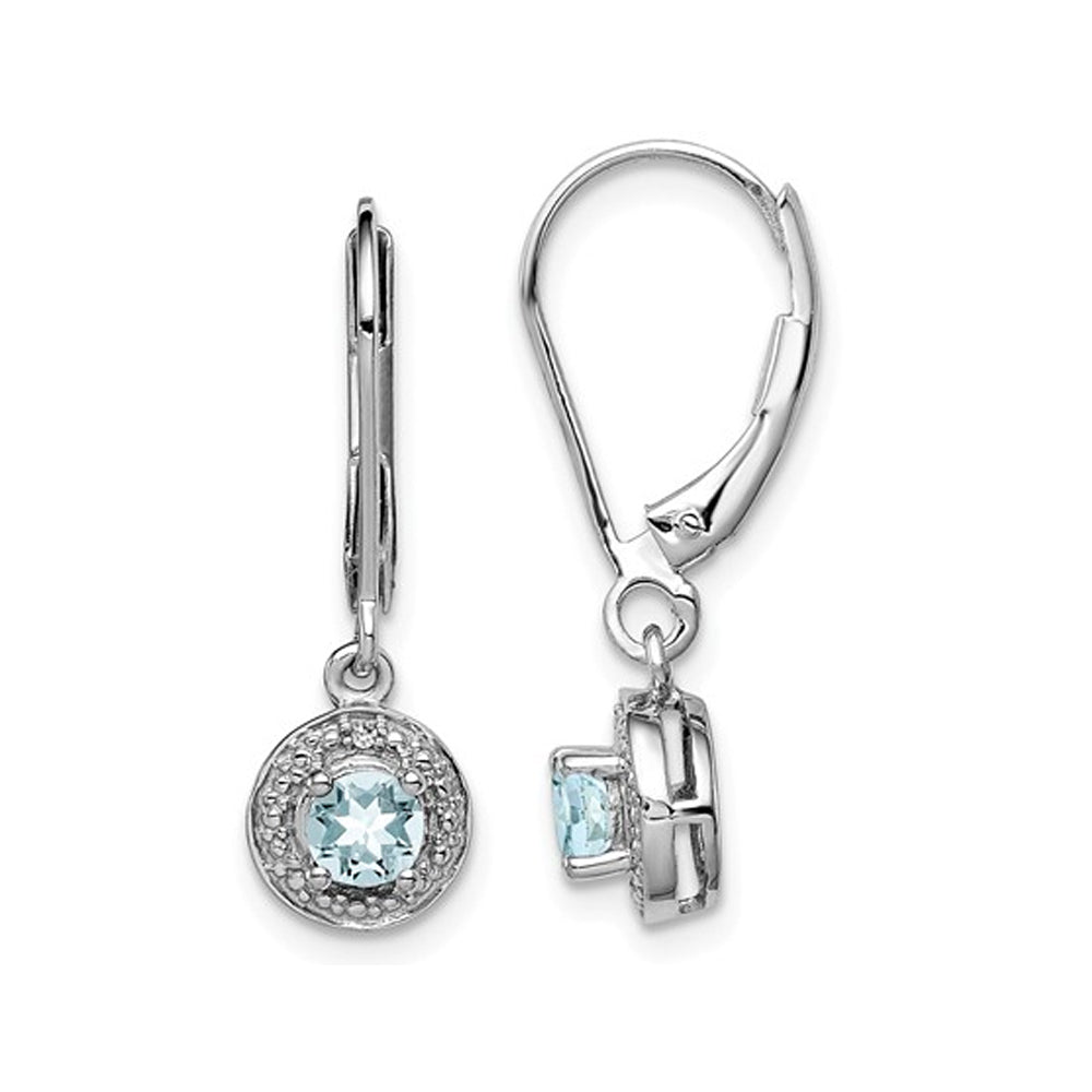 1/2 Carat (ctw) Genuine Aquamarine Dangle Earrings in Sterling Silver Image 1