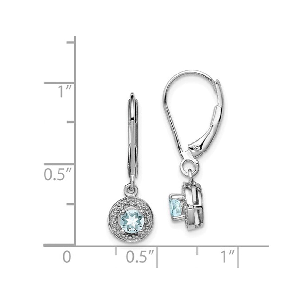 1/2 Carat (ctw) Genuine Aquamarine Dangle Earrings in Sterling Silver Image 2