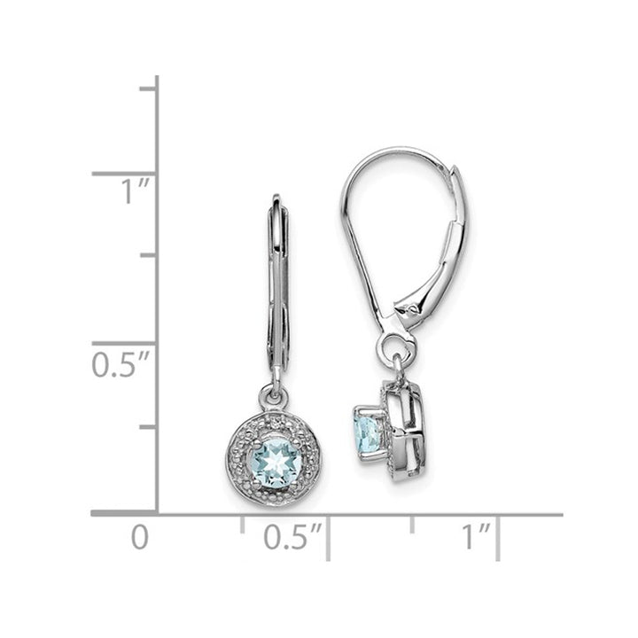 1/2 Carat (ctw) Genuine Aquamarine Dangle Earrings in Sterling Silver Image 2