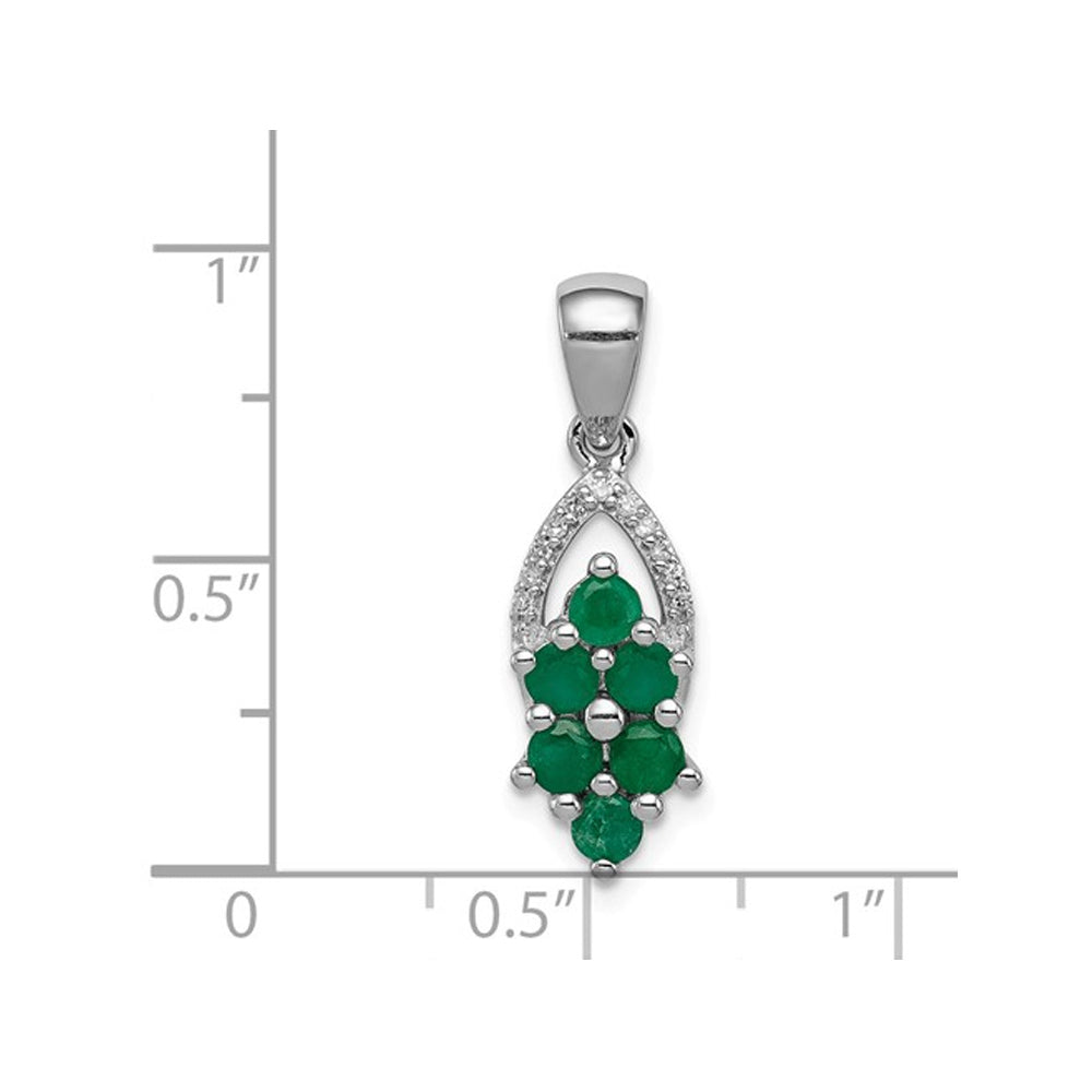 1/2 Carat (ctw) Natural Emerald Cluster Pendant Necklace in Polished Sterling Silver with Chain Image 2