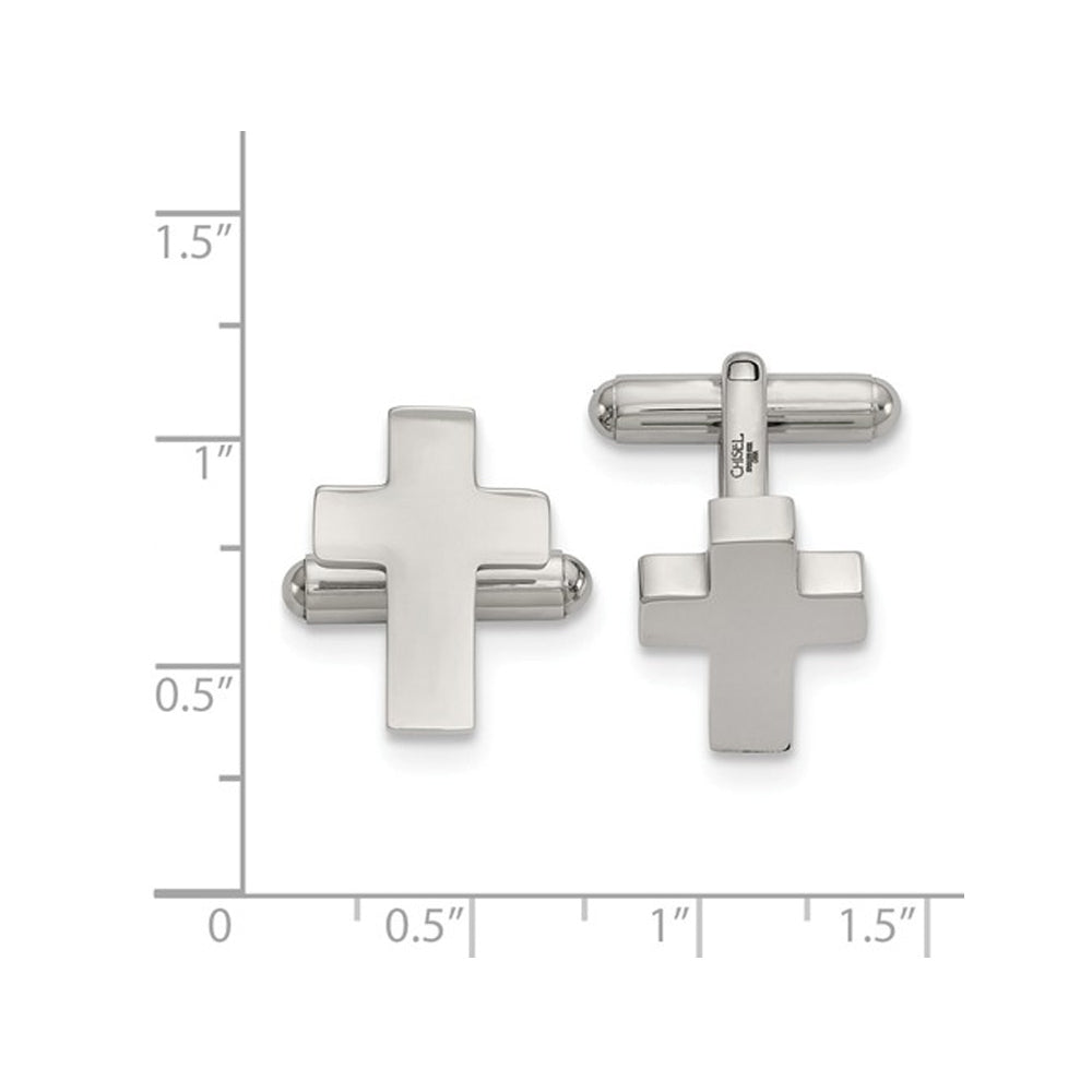 Stainless Steel Polished Cross Cuff Links Image 2