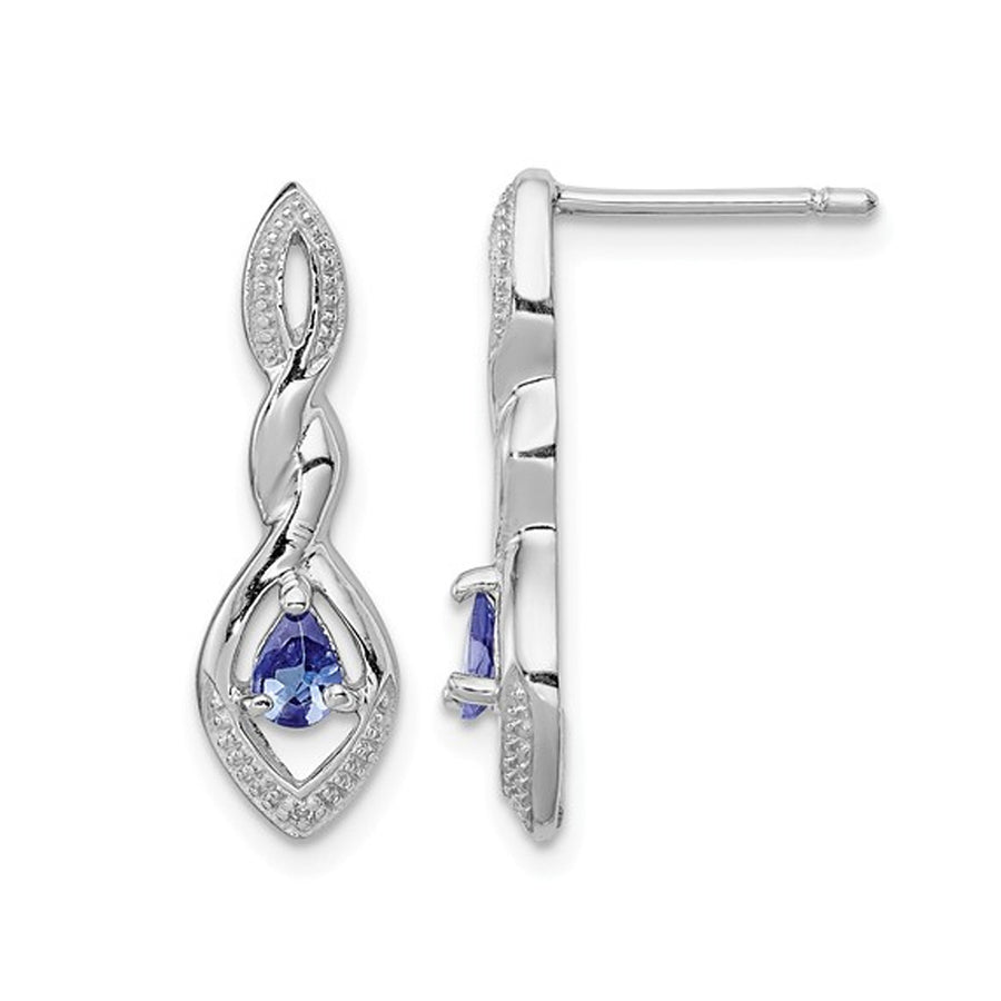 1/4 Carat (ctw) Tanzanite Infinity Drop Earrings in Sterling Silver Image 1