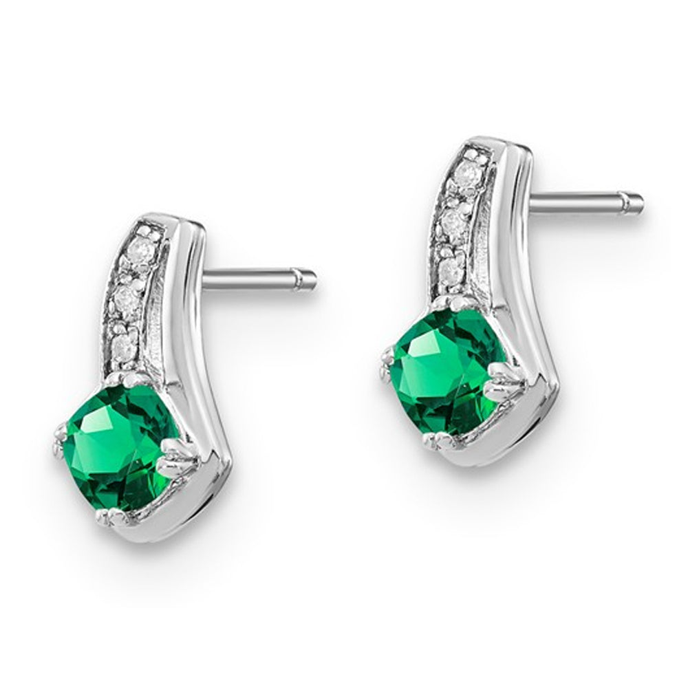 1/2 Carat (ctw) Lab-Created Emerald Post Earrings in Sterling Silver Image 2