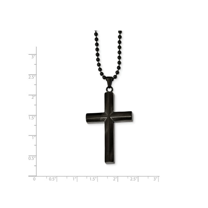 Mens Chisel Black Plated Stainless Steel Cross Pendant Necklace with Chain Image 2