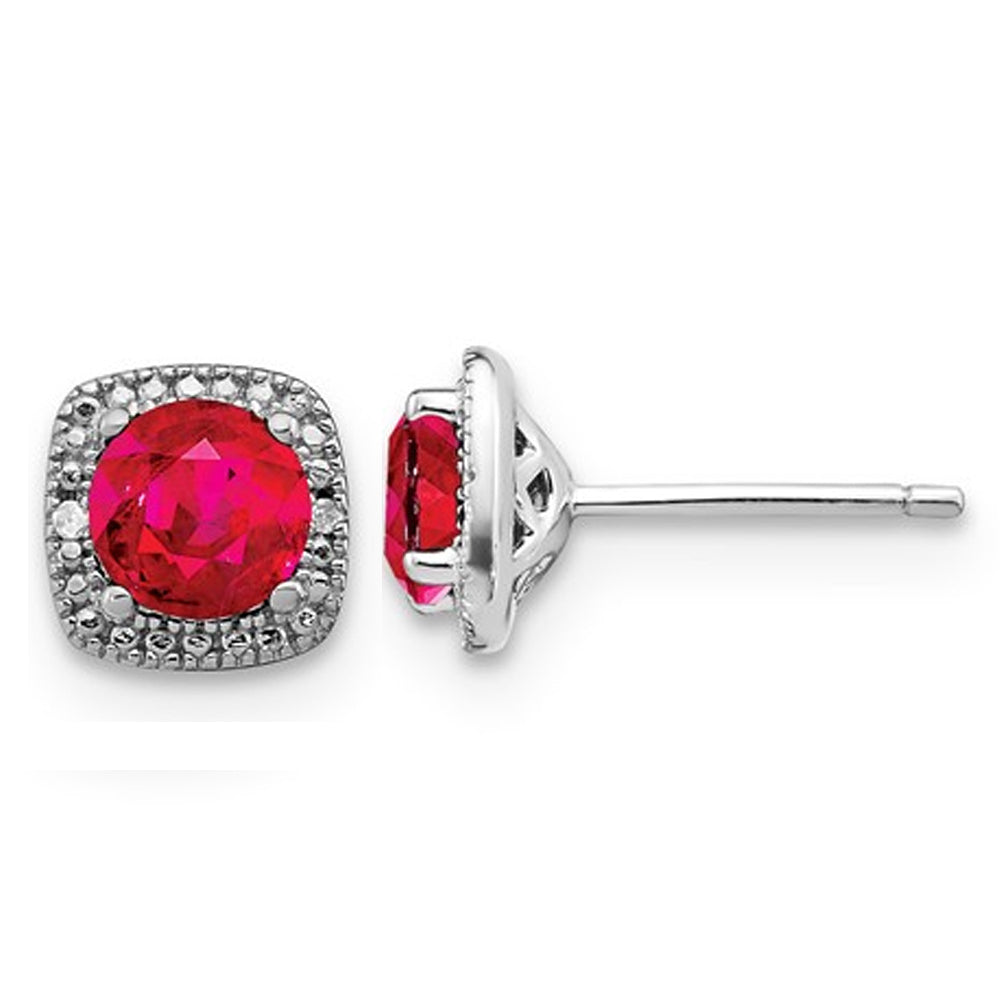 2.20 Carat (ctw) Lab-Created Ruby Stud Earrings in Sterling Silver Image 1